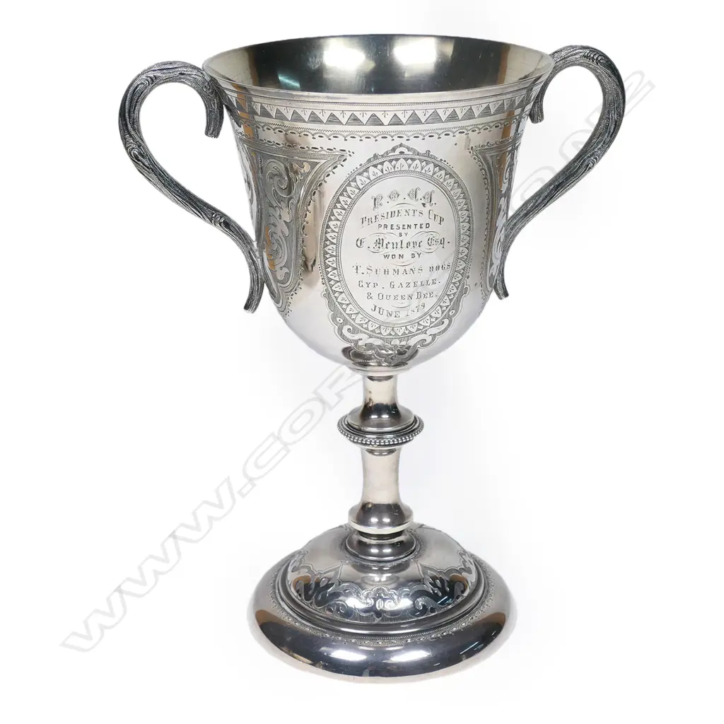 A historical NZ silver presentation cup by Petersen & Co. (Christchurch) Image 1++